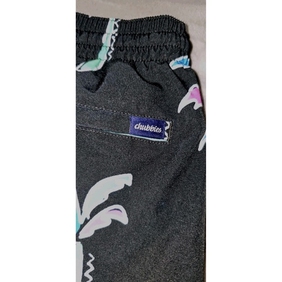 Chubbies Swim Trunks Mens Size Small Black Havana Nights Lined Palm Tree - Picture 4 of 6
